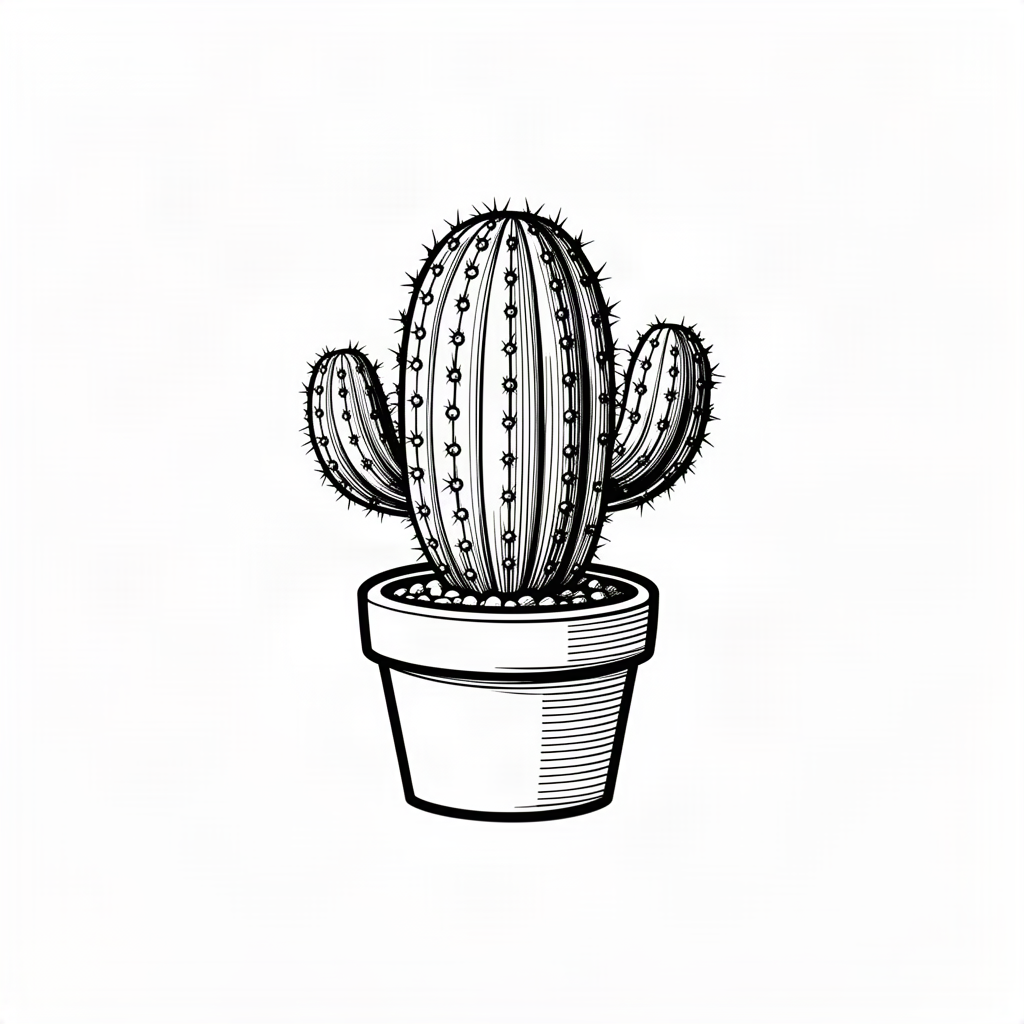 Cute cactus in a little pot, bold outlines, easy to weed in vinyl Cute cactus in a little pot, bold outlines, easy to weed in vinyl