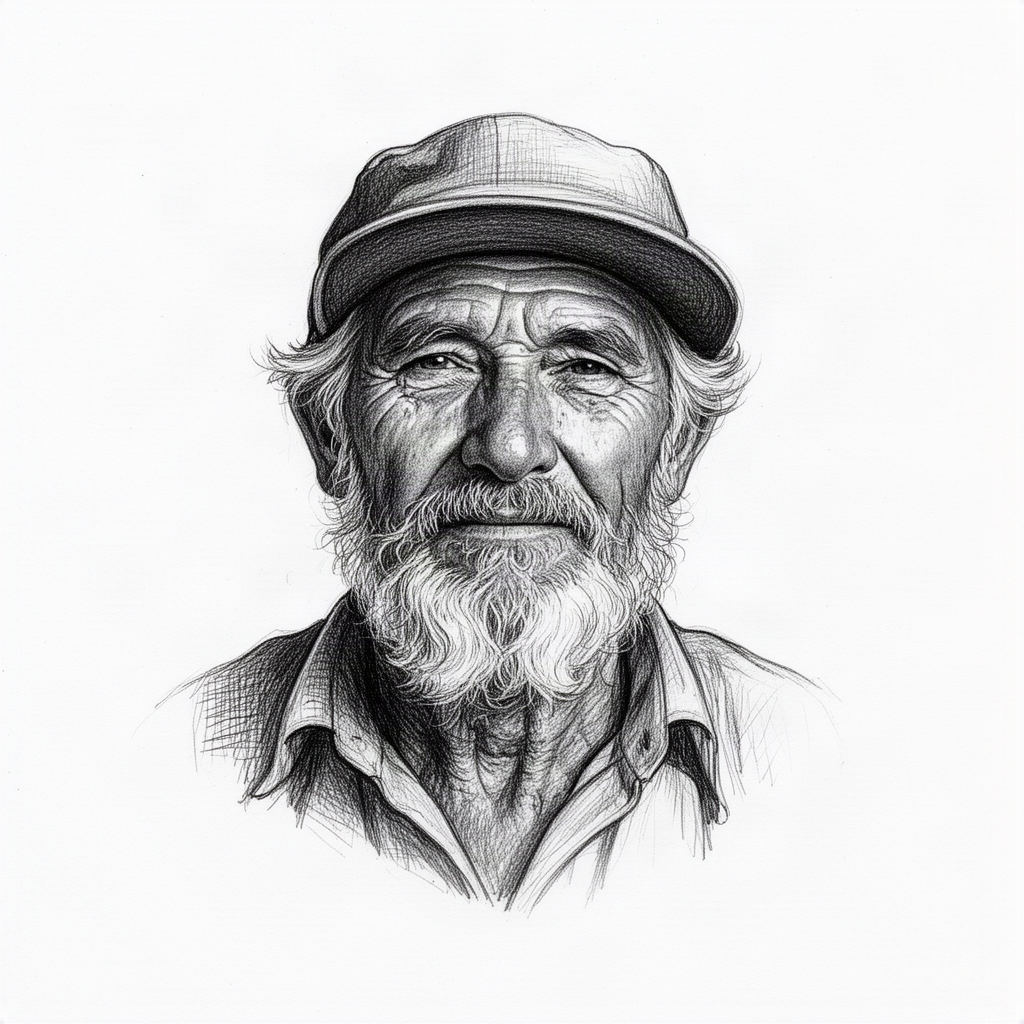 Portrait of an old fisherman with a beard