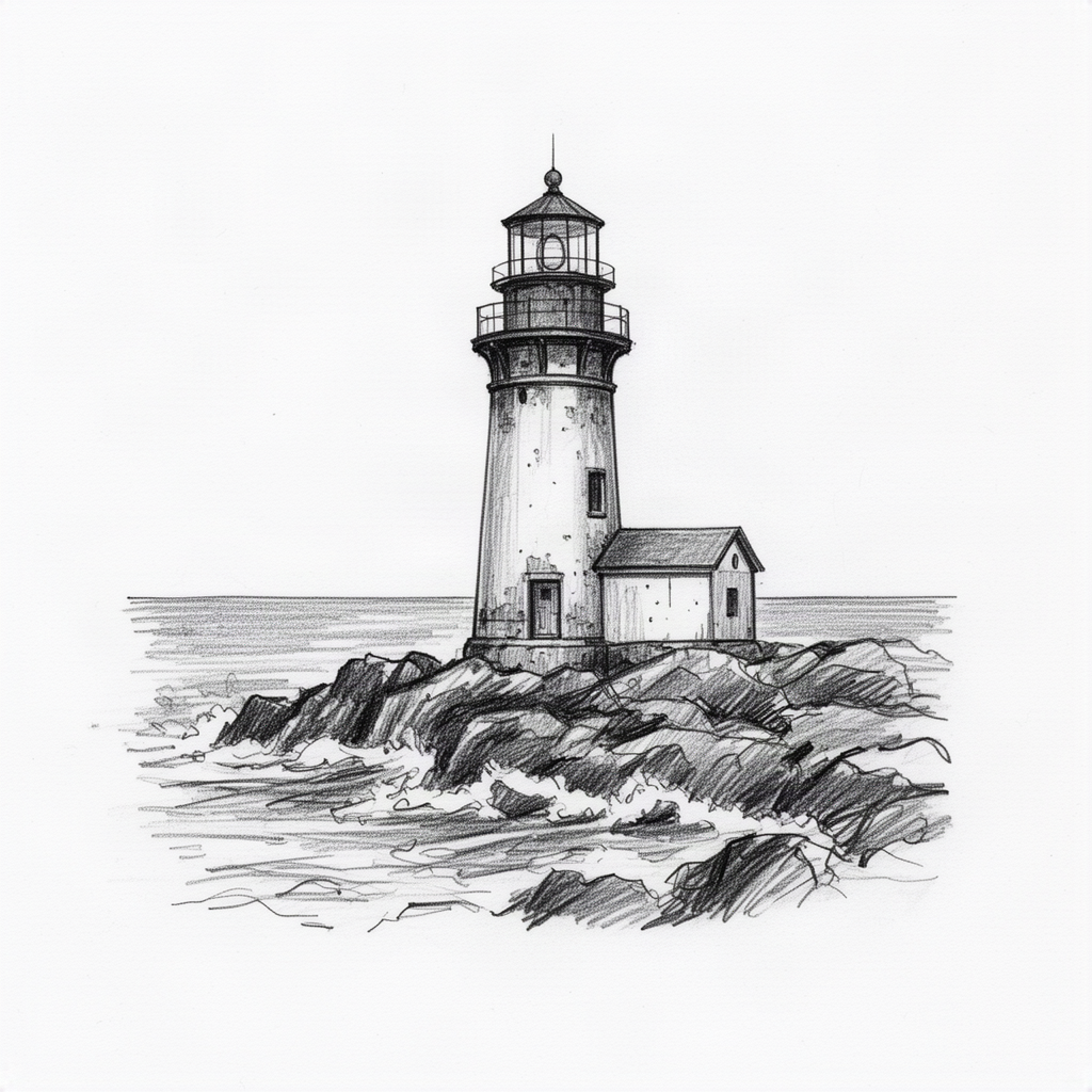 An old lighthouse on a rocky coast An old lighthouse on a rocky coast