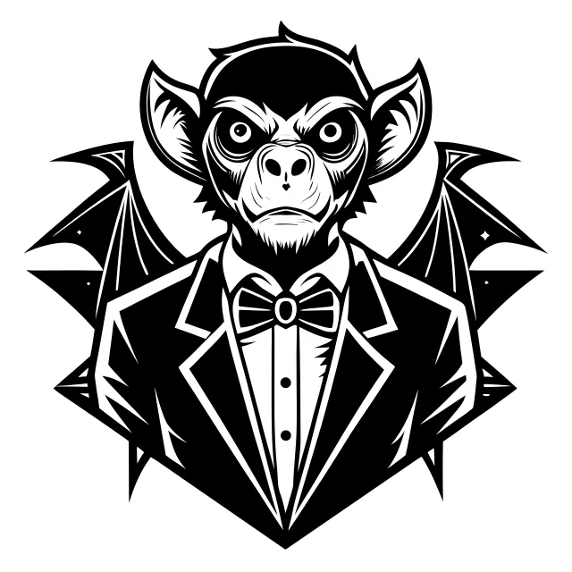 Monkey vampire in a suit and bow tie