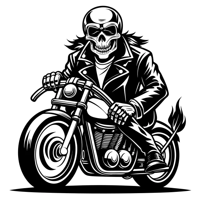 Skeleton rider on a custom chopper