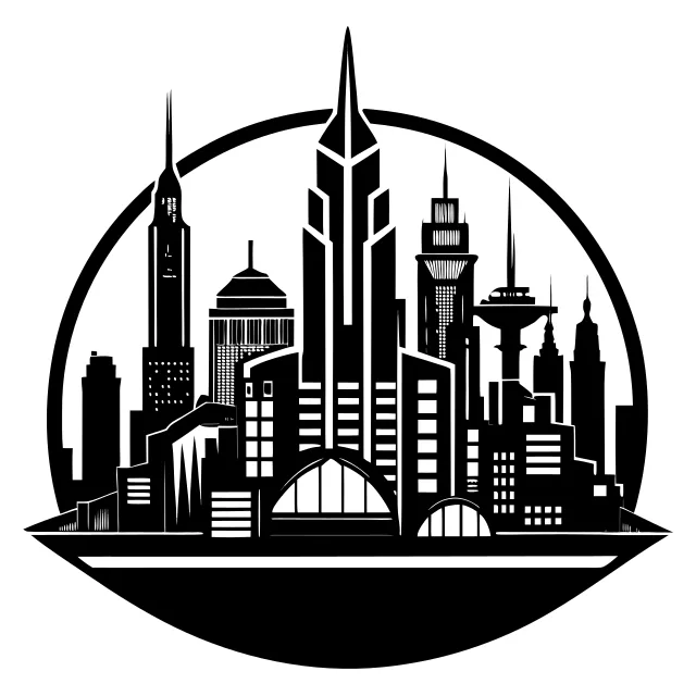 Futuristic city skyline silhouette