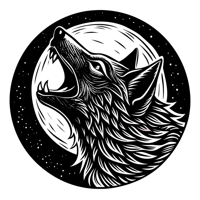 Wolf howling at the moon