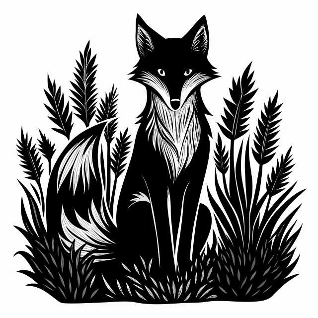 A fox sitting in tall grass