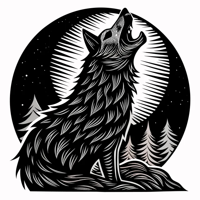 A wolf howling at the moon