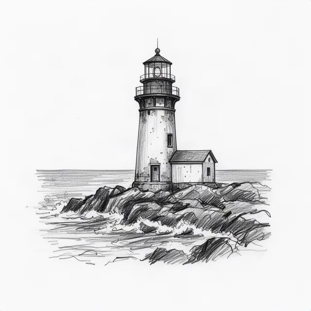 An old lighthouse on a rocky coast