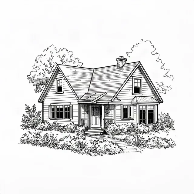 A cozy cottage with a garden