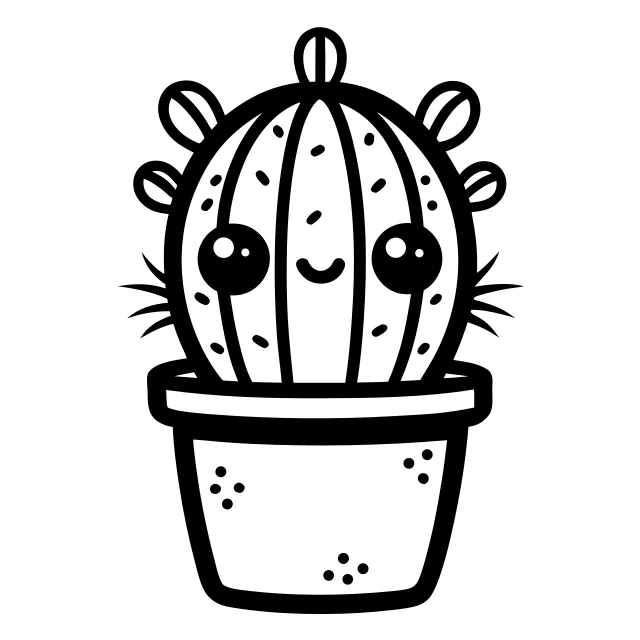 Cute cactus in a little pot, bold outlines, easy to weed in vinyl
