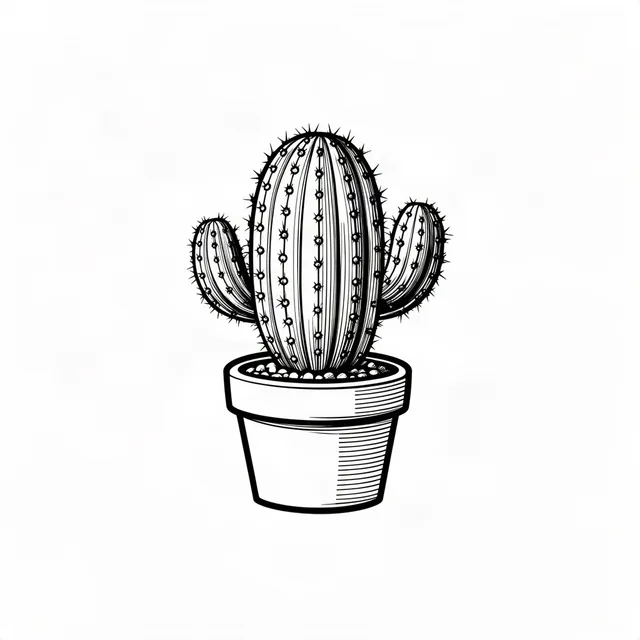 Cute cactus in a little pot, bold outlines, easy to weed in vinyl