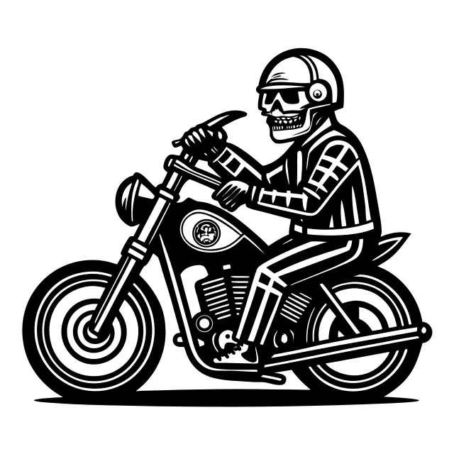 Skeleton rider on a custom chopper