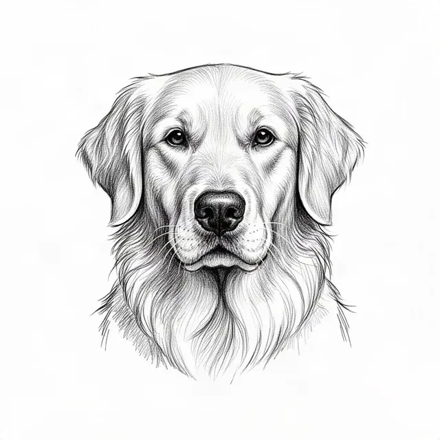 Golden retriever portrait, looking at the viewer