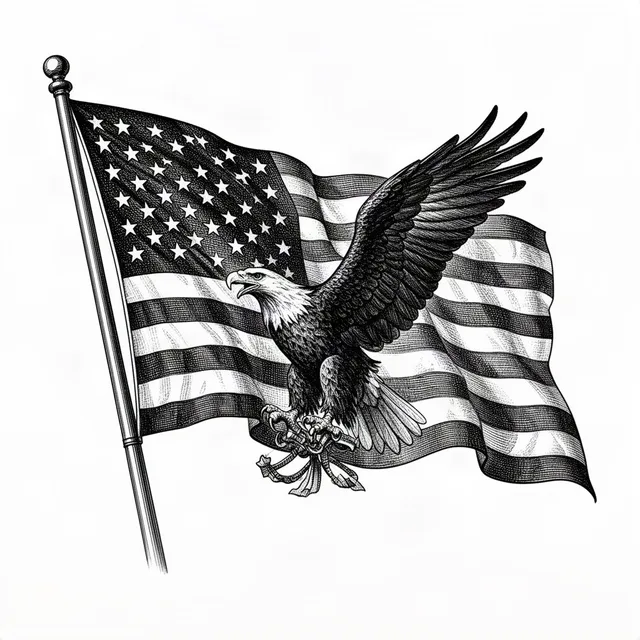American flag waving with an eagle, patriotic