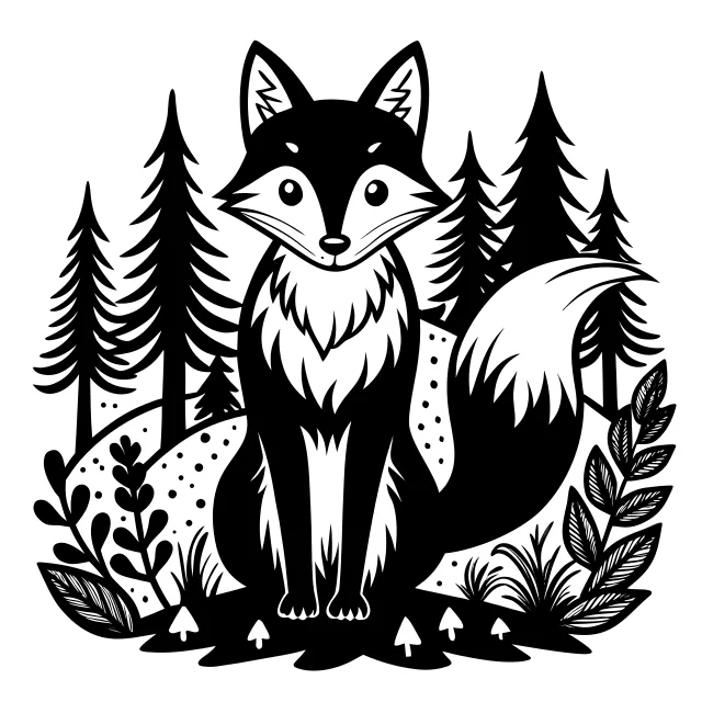 A fox sitting in the forest
